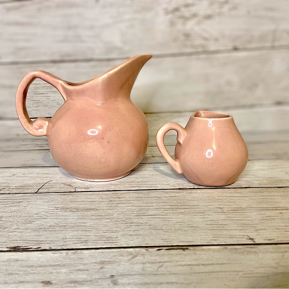 Vintage Niloak Pink 2 Piece Pitcher Set of Pottery MCM 1930’s Collectible